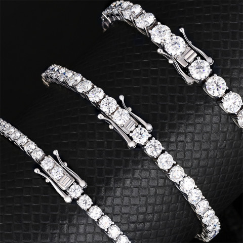  Fine Moissanite Jewelry 925 Sterling Silver D VVS1 Diamond 5 mm Moissanite Bracelet